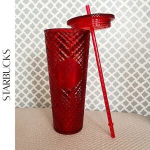 Starbucks 2021 Holiday Red Jeweled Studded Cold Cup – 24 oz, NWOT!